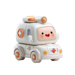 Cute Clay-Style Ambulance Icon - Kawaii Medical 3D Design