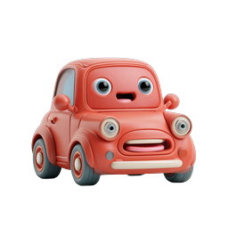 Cute Clay-Style Cartoon Car Icon - 3D Vehicle Character