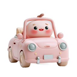 Cute Clay Toy Car Icon - Adorable Kawaii Character Design