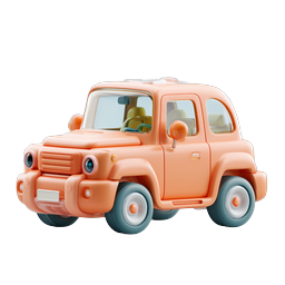 Cute Clay-Style Cartoon Car Icon for Kids Apps