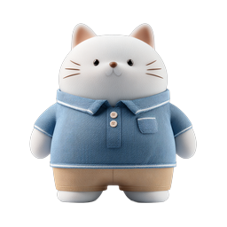 Icona di personaggio gatto bianco carino e adorabile in stile clay