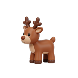 Icona giocattolo cervo di argilla carino - Adorabile design renna 3D
