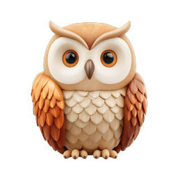 Cute Clay-Style 3D Owl Icon - Adorable Bird Character