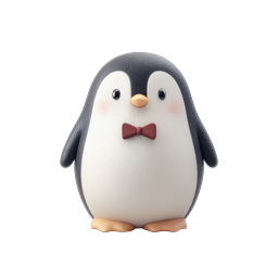 Ícone de pinguim fofo em estilo de argila com gravata borboleta