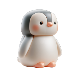 ไอคอน 3D เพนกวินดินปั้นสุดน่ารัก - ตัวละครสไตล์คาวาอี้