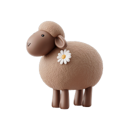 carina pecora di argilla con margherita - Adorabile icona animale 3D