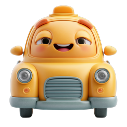 Cute Clay-Style Cartoon Taxi Icon - 3D Rendered Character