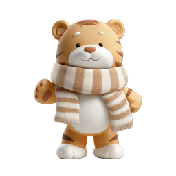 Cute Clay Tiger Cub Icon - 3D Animal Character