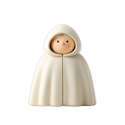 かわいいフード付きマントキャラクターアイコン - 3Dクレイスタイル