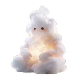 Ícone de personagem nuvem adorável 3D com brilho quente