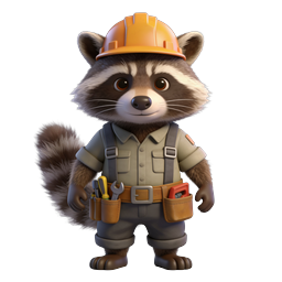 Cute Construction Raccoon Icon for Fun Projects