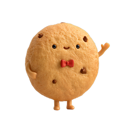 Cute Chocolate Chip Cookie Character 3D Icon