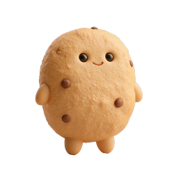 Cute Cookie Character Icon - Adorable 3D Mascot