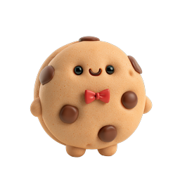 Cute Chocolate Chip Cookie Character Icon - Clay Style