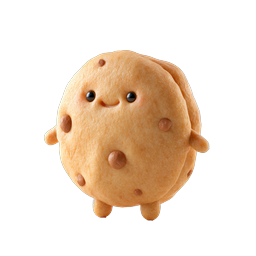 Cute 3D Chocolate Chip Cookie Character Icon