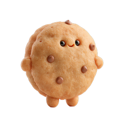 Cute Chocolate Chip Cookie Character 3D Icon