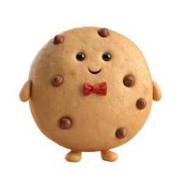 Cute Chocolate Chip Cookie Character Icon | 3D Clay Style