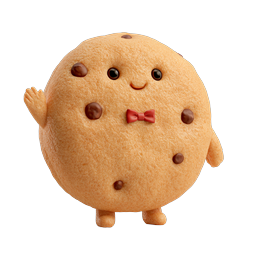 Cute Chocolate Chip Cookie Character 3D Icon