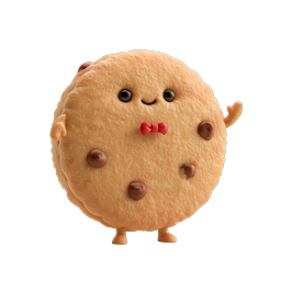 Cute Chocolate Chip Cookie Character Icon - Kawaii Dessert