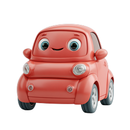 Cute Coral Cartoon Car Character 3D Icon