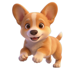 Adorable Cute Corgi Puppy 3D Cartoon Icon