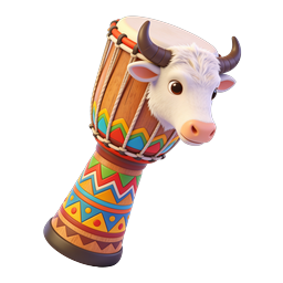 Cute Cartoon Cow Drum 3D Icon | Musical Instrument