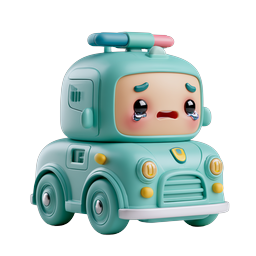 Cute Crying Police Car 3D Cartoon Icon