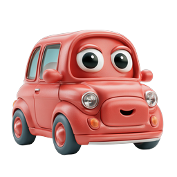 Cute Cartoon Car Character - Adorable 3D Icon