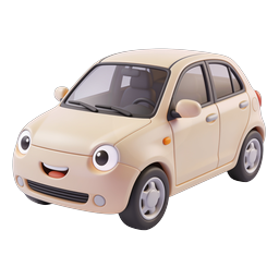 Cute Cartoon Car Icon - 3D Rendered Friendly Vehicle