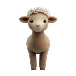 Cute Daisy Lamb Icon - Adorable 3D Sheep with Flower Crown