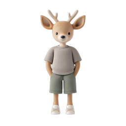 Cute Deer Character 3D Mascot Icon - Friendly Animal Design