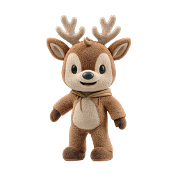 Cute Deer Character Icon - Adorable 3D Plush Mascot