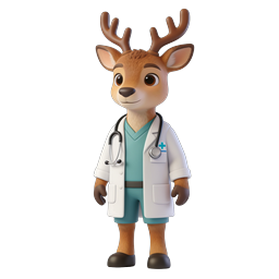 Cute Deer Doctor Icon for Pediatric Care