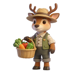 Cute Deer Farmer Icon for Agriculture and Education