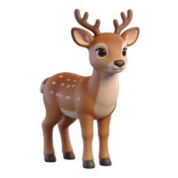 Cute Cartoon Deer Icon - Adorable 3D Wildlife