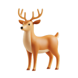 角付きの可愛い 3D シカアイコン - 野生動物キャラクター