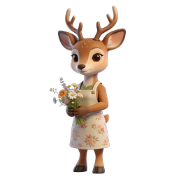 Charming Cute Deer Icon with Flowers for Nature Themes