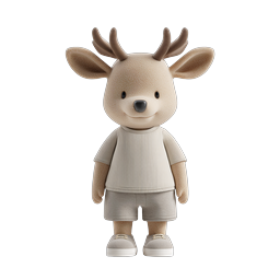 Cute 3D Deer Mascot Character in Casual Outfit