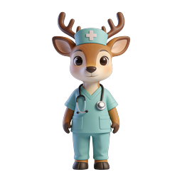 Cute Deer Nurse Icon for Healthcare Visuals