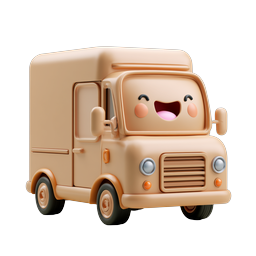 Cute Delivery Truck Icon - 3D Clay Style Character