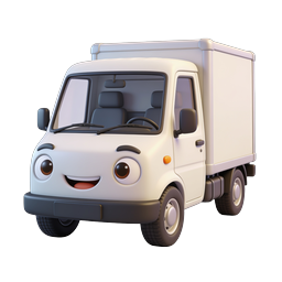 Cute Cartoon Delivery Truck 3D Icon
