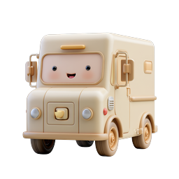Cute Delivery Truck Icon - Kawaii 3D Character Design