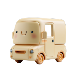 かわいい粘土の配送トラックアイコン - 3D カワイイスタイル