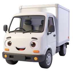 Cute 3D Delivery Truck Icon - Smiling Cartoon Freight Vehicle
