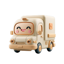 Cute Clay-Style Delivery Truck Icon - 3D Kawaii Vehicle