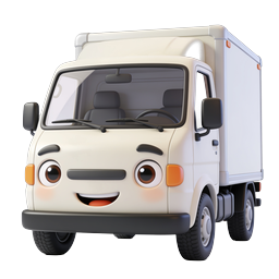 Cute Delivery Truck 3D Icon - Cartoon Clay Style