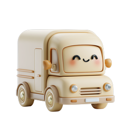 Cute Delivery Truck Icon - Kawaii Clay Style 3D