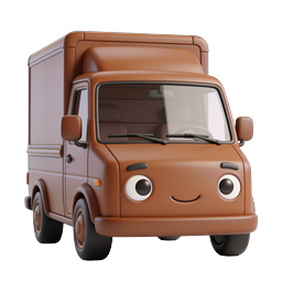 Cute Cartoon Delivery Truck 3D Icon - Friendly Cargo Vehicle