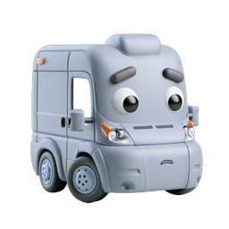 Cute 3D Delivery Van Character Icon - Friendly Truck