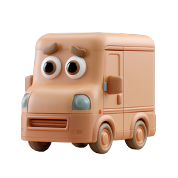 Cute 3D Delivery Van Character Icon - Clay Style
